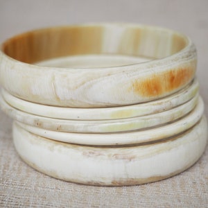 White Natural Buffalo Horn Bracelet Set 05 Bangles BS0306