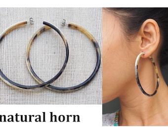 Natural Buffalo Horn Loop Earrings E85