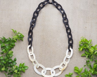 Matte Natural Horn Necklace 38" Chain N2.26