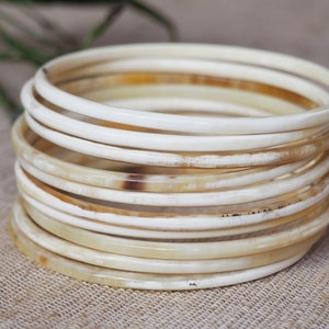 Natural Buffalo Horn Bracelet Set 10 Skinny Bangles BS03 image 7