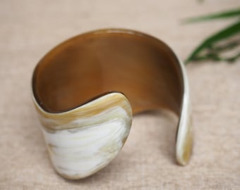 Natural Buffalo Horn Bracelet Cuff 2" (5 cm) Bangle BC5.0