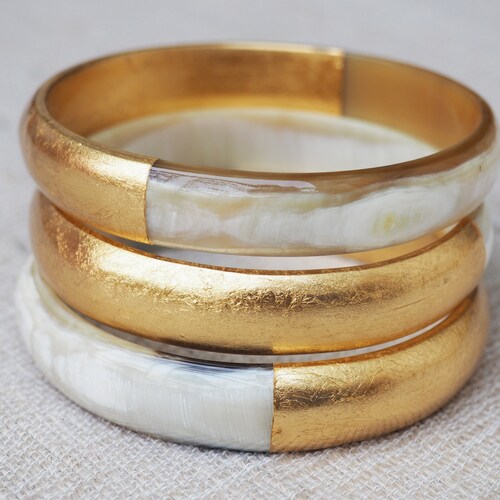 Shiny Gold Horn Bangle Set