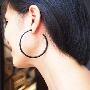 Large Natural Buffalo Horn Loop Hoop Earrings E85