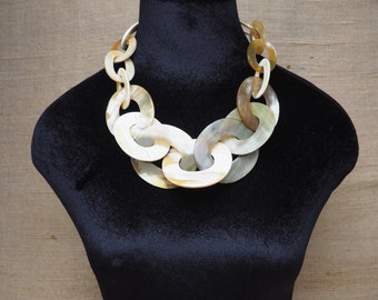 Natural Buffalo Horn Necklace Chunky Large Short N2.30