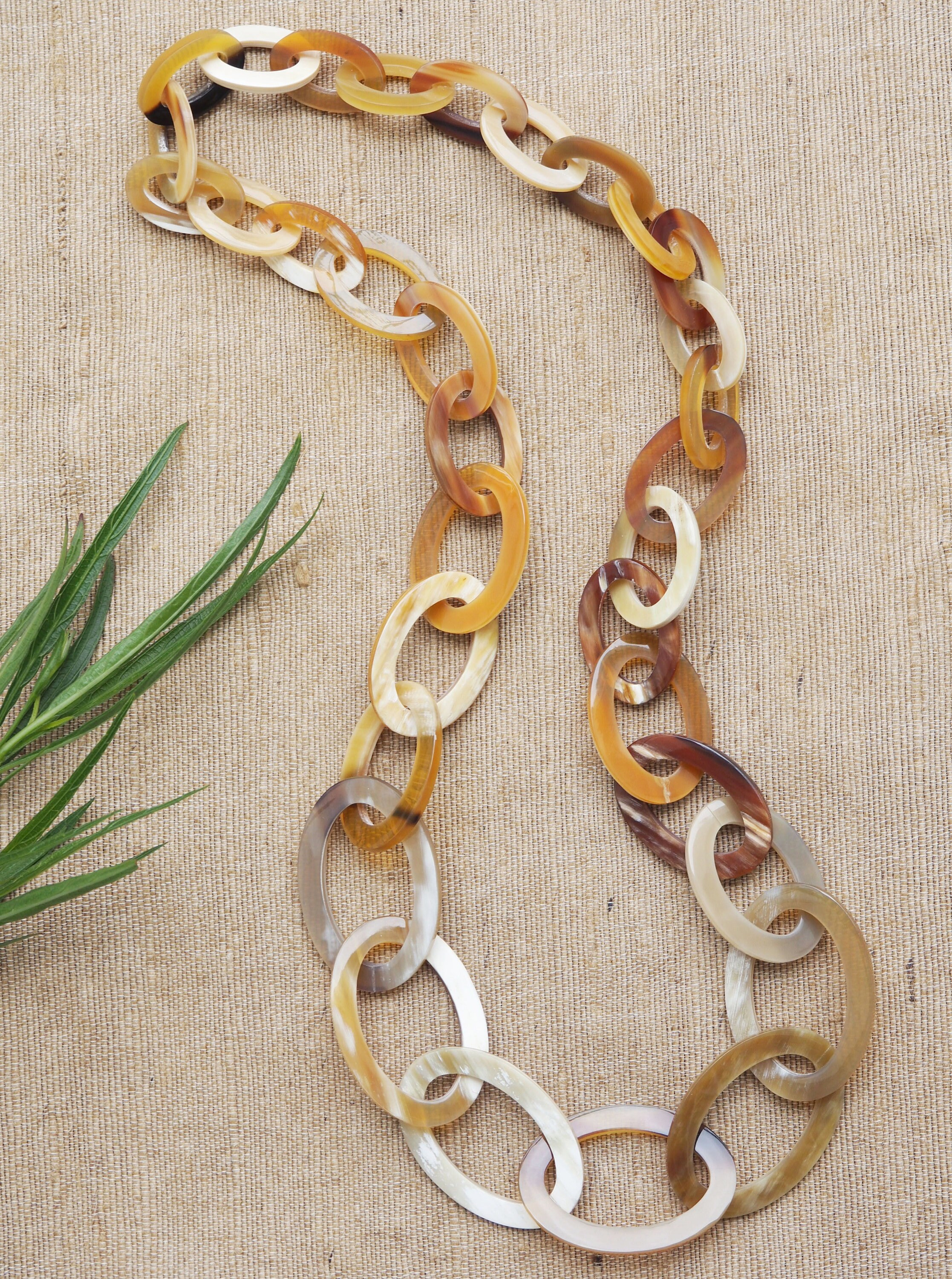 Buffalo Horn Gold Scroll Oval Pendant Necklace main image 0