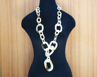 Natural Buffalo Horn Necklace Large Chunky N5.4