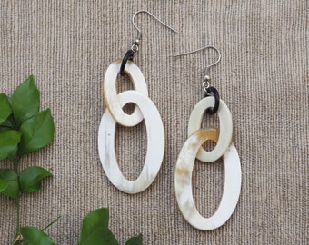 Natural Buffalo Horn Earrings E35