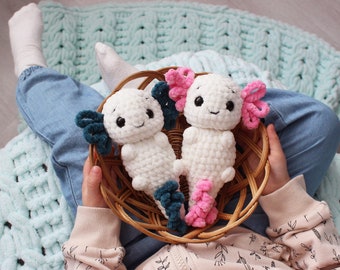 Szydełkowa pluszowa zabawka aksolotla, lalka amigurumi aksolotla, ręcznie robiona, uroczy prezent dla zwierząt