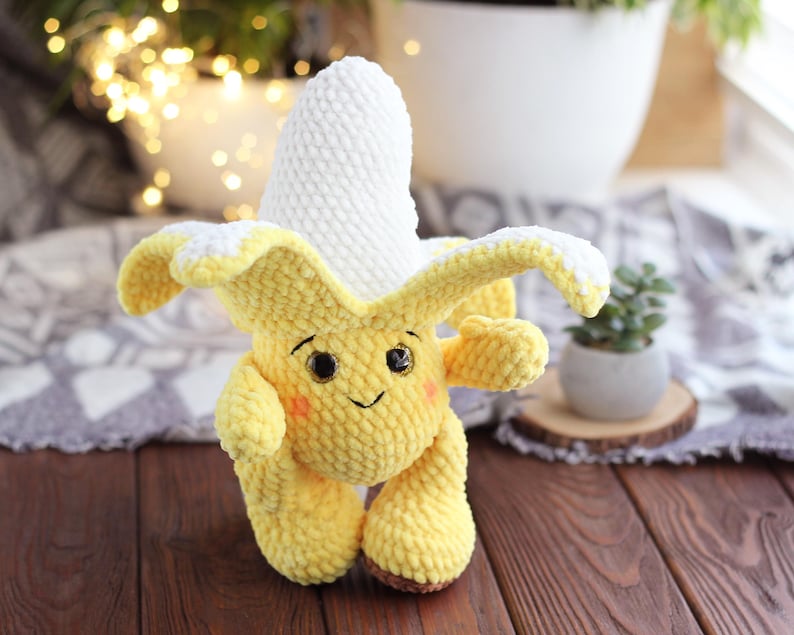 Crochet Plush Banana Pattern PDF – Amigurumi Banana Toy Tutorial – Cute Kawaii Fruit Crochet Pattern – Easy Banana Plushie DIY – Instant Download