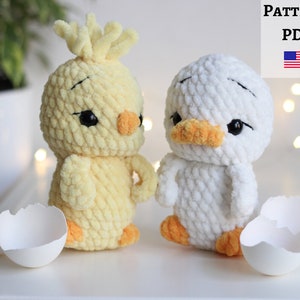 No sew crochet duck, chicken crochet pattern, Duck plush pattern, Chicken amigurumi, Easter amigurumi pattern
