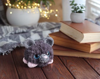 Tiny Fluffy Mouse Toy Crochet Plush, Cute Mini Mouse Gift for Kids, Handmade Animal Soft Toy
