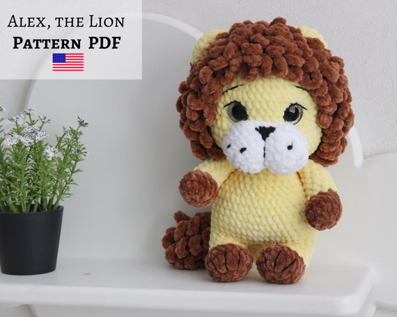 Crochet lion pattern, easy pattern, crochet plushie, Lion plush toy, easy crochet pattern