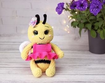 Crochet Biene Plüsch Amigurumi Handmade Bumble Bee Dekor süsse Biene Geschenk Kawaii Ästhetik