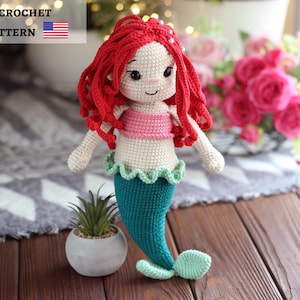 Amigurumi mermaid doll, Crochet mermaid pattern, DIY mermaid, doll tutorial