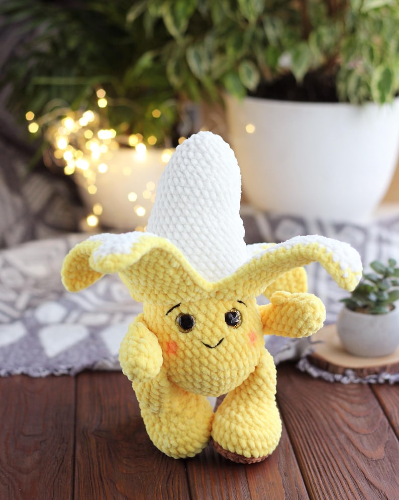 Crochet Plush Banana Pattern PDF – Amigurumi Banana Toy Tutorial – Cute Kawaii Fruit Crochet Pattern – Easy Banana Plushie DIY – Instant Download
