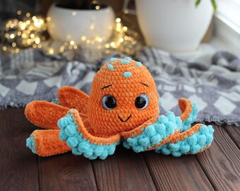Crochet Octopus Plush Amigurumi Octopus Handmade Cute Ocean Decor Soft Yarn Octopus Gift Desk Buddy Unique Gift