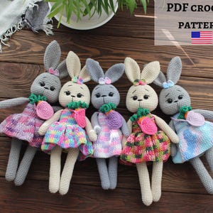 Crochet bunny pattern, DIY Bunny in dress, Balerina Bunny toy, Amigurumi crochet pattern,  Animal crochet pattern, Beginner crochet pattern