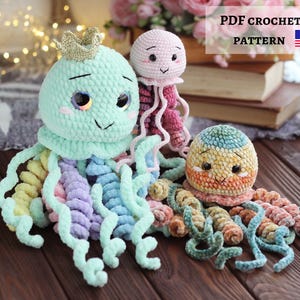 Modèle PDF méduse au crochet - Tutoriel créature marine Amigurumi - Peluche animal océanique DIY - Modèle de jouet au crochet à téléchargement immédiat