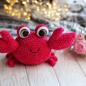 Crab plushie toy, Stuffed crab toy, crochet crab, cute plush crab