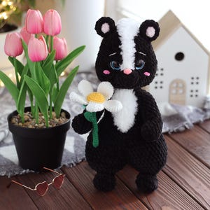 Crochet Plush Skunk: Soft Amigurumi Woodland Animal Toy