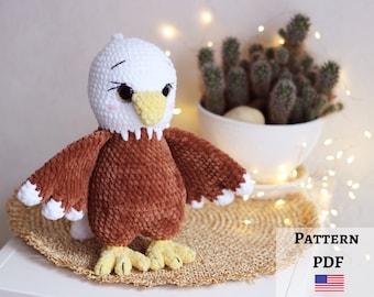 Crochet eagle pattern, amigurumi eagle, easy crochet pattern, bird lover gift,  crochet patterns amigurumi