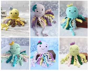Customisable crochet Jellyfish, Sensory toy, jellyfish rattle, niece gift from aunt, jellyfish doll, hanging jellyfish