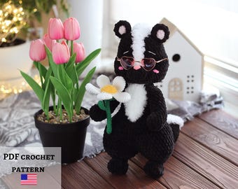 Crochet Skunk Pattern: Amigurumi Stuffed Animal (PDF Pattern)