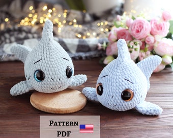 Pattern PDF. Shark crochet pattern. Crochet shark. Amigurumi shark. Shark plush pattern.