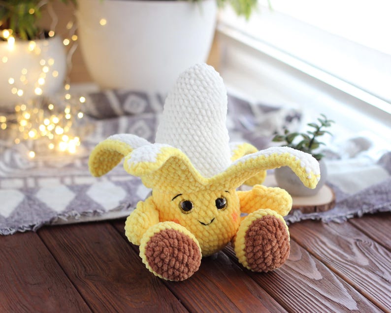 Crochet Plush Banana Pattern PDF – Amigurumi Banana Toy Tutorial – Cute Kawaii Fruit Crochet Pattern – Easy Banana Plushie DIY – Instant Download