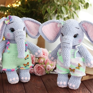 Crochet Elephant Plush Toy – Handmade Amigurumi Elephant – Soft Stuffed Animal Gift for Kids & Baby Shower