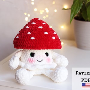 Crochet mushroom pattern, mushroom plush, amigurumi mushroom pattern, DIY mushroom