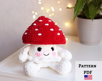 Gehaakt paddenstoelpatroon, paddenstoelpluche, amigurumi-paddenstoelpatroon, doe-het-zelfpaddenstoel