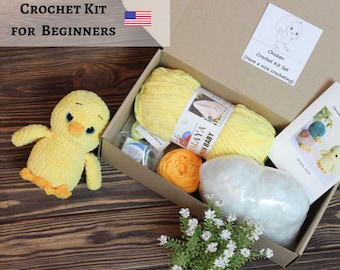 Huhn Häkelset für Anfänger | DIY Amigurumi Häkelset | Plüsch Huhn häkeln lernen | Easy Craft Kit mit Garn & Häkelnadel
