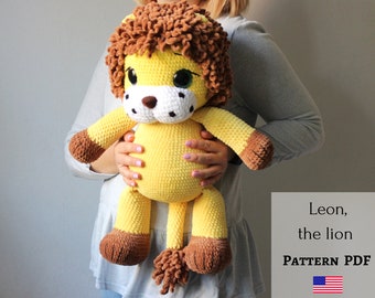 Crochet lion pattern, Diy toy - PDF Tutorial, Amigurumi lion pattern, Amigurumi crochet pattern, weighted stuffed animal