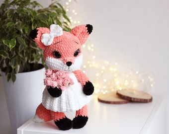 Crochet Fox Plush Amigurumi Fox Handmade Woodland Animal Gift Cute Fox Decor Forest Animal Soft Toy Unique Gift