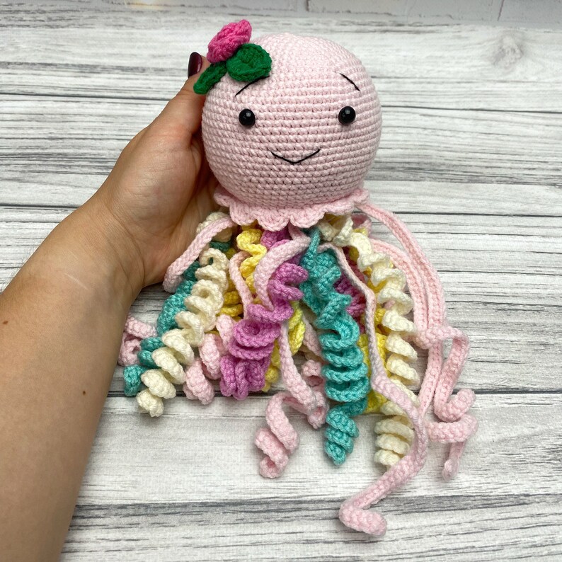 Crochet Jellyfish Pattern Amigurumi Jellyfish Rattle Stuffed Etsy