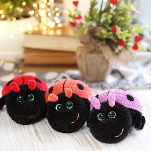 Crochet Ladybug Plushie: Handmade Stuffed Insect Toy, Woodland Nursery Decor