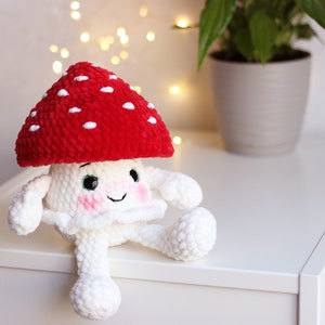 Peluche champignon rouge, jouet champignon phosphorescent, jolie figurine champignon, Red+white