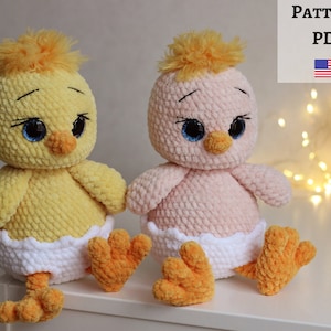 Chicken crochet pattern, Chicken plush toy, Chicken plush pattern, Easter chicken toy, Amigurumi chicken, chicken toys, crochet chick in egg