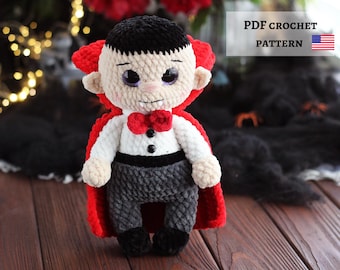 Crochet Vampire Doll Pattern PDF Amigurumi Halloween Pattern Cute Spooky Doll Easy Crochet Pattern Instant Download