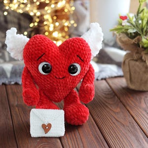 Corazón de peluche con sobre. Bonito regalo para ella, bonito regalo para él, regalo de San Valentín, regalo para novia