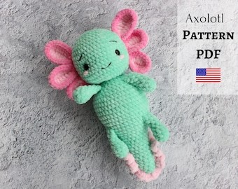Patrón ajolote a crochet, peluche ajolote, Crochet DIY, Tutorial de crochet, ajolote de peluche