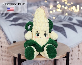 Crochet corn pattern, crochet plushie pattern kawaii, Amigurumi corn, Amigurumi maize, Maize crochet pattern, crochet food