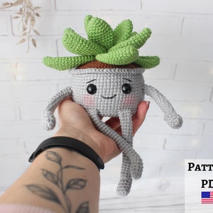 Crochet succulent pattern, smiling plant pot, succulent crochet pattern, crochet succulent pattern, succulent amigurumi, plant lover gift