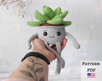 Crochet succulent pattern, smiling plant pot, succulent crochet pattern, crochet succulent pattern, succulent amigurumi, plant lover gift
