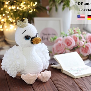 Crochet swan pattern Amigurumi swan. Bird lower gift. Easy crochet pattern.