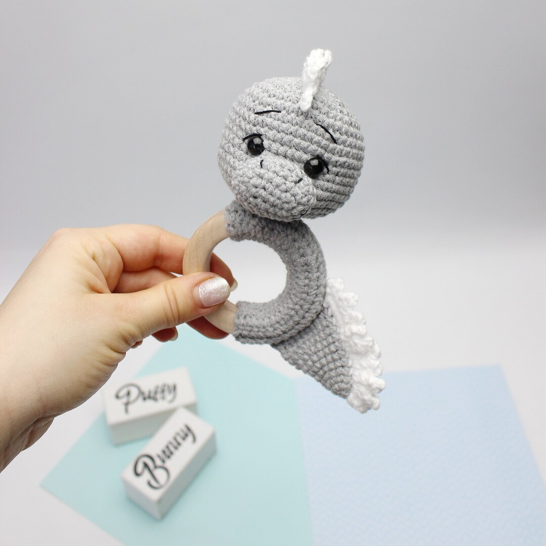 Handmade Crochet Newborn Dino Rattle & Booties Gift Set – Baby Shower Gift main image 1