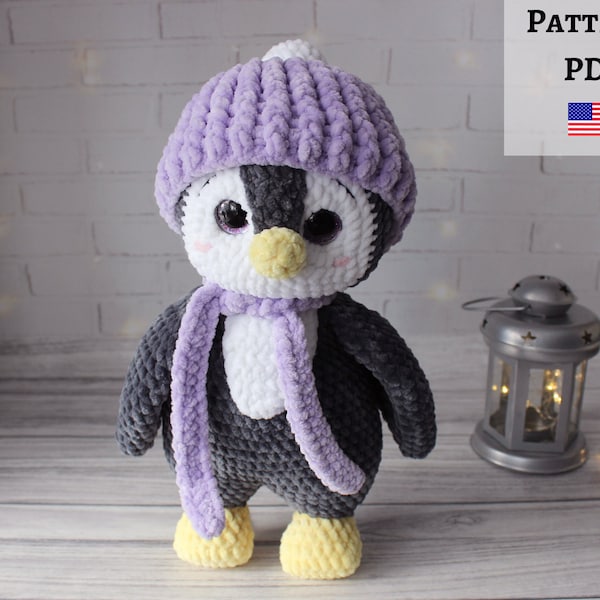 Crochet penguin pattern, Plush penguin toy, Stuffed penguin, Toy crochet tutorial, easy crochet pattern, plushie pattern