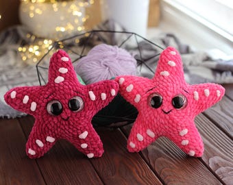 Crochet Starfish Plush Amigurumi Starfish Handmade Ocean Decor Coastal Gift Beach Theme Crochet Sea Animal