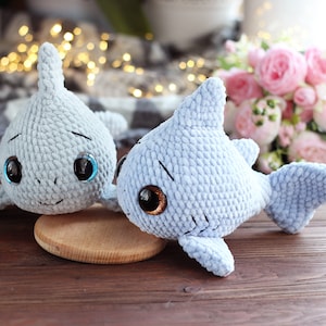 Cute plush shark, Crochet shark, Cute shark gift, shark stuffed animal, Handmade toy